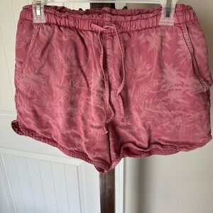 American Eagle Outfitters Pink High Waist Shorts light pink tropical design SZ L